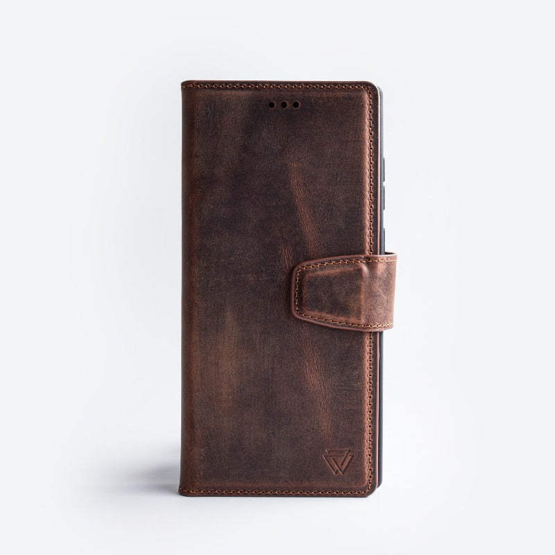 Wachikopa Genuine Leather Classic Bookcase for Samsung Galaxy S25 Plus Brick