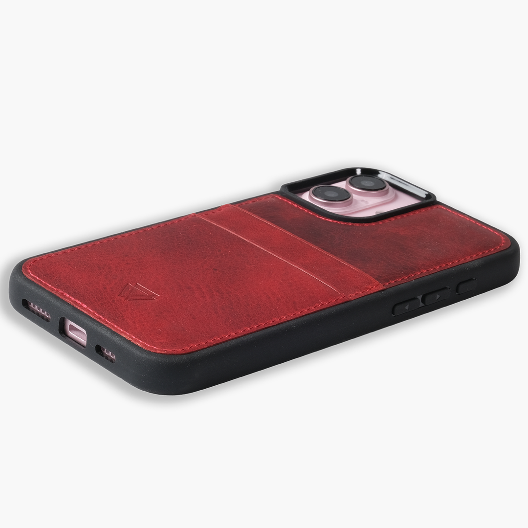 Wachikopa Leather Back Cover C.C. Case for iPhone 17 Red