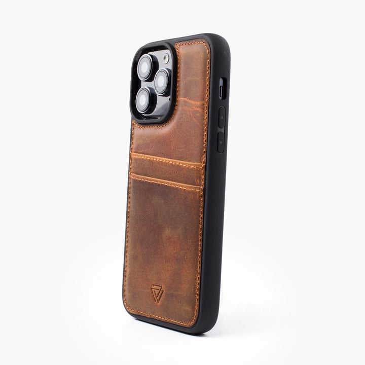 Wachikopa Leather Back Cover C.C. Case for iPhone 16e Brown