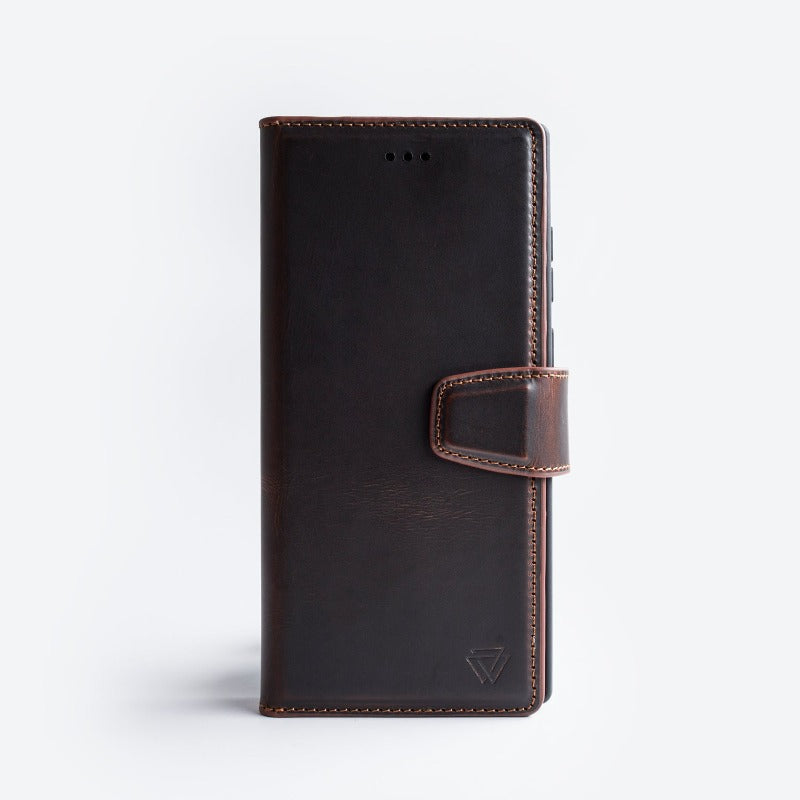 Wachikopa Genuine Leather Magic Book Case 2 in 1 for Samsung S25 Ultra Brown