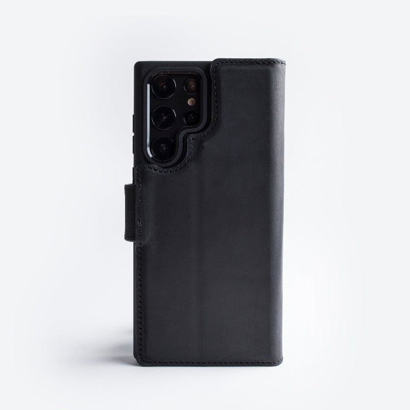 Wachikopa Genuine Leather Magic Bookcase 2 in 1 for Samsung S25 Ultra Black