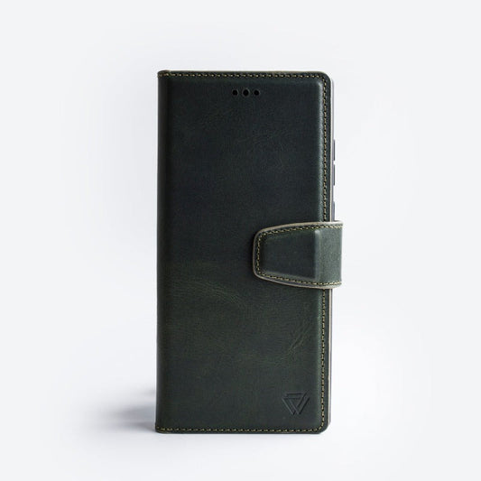 Wachikopa Genuine Leather Clasic Bookcase for Samsung S24 Plus Green