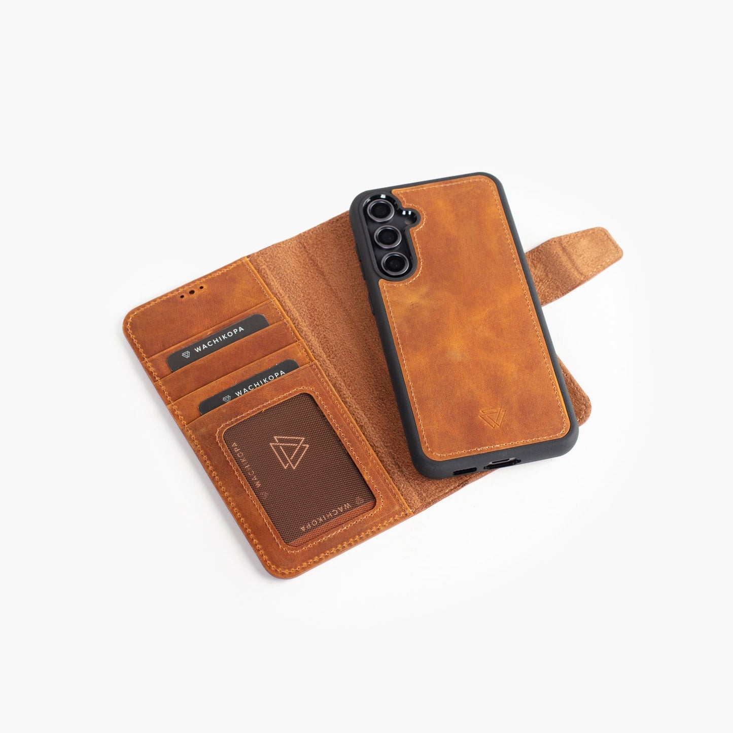Wachikopa Genuine Leather Magic Bookcase 2 in 1 for Samsung Galaxy S26 Plus Camel
