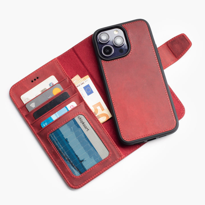 Wachikopa Genuine Leather Magic Book Case 2 in 1 for iPhone XS Max Red