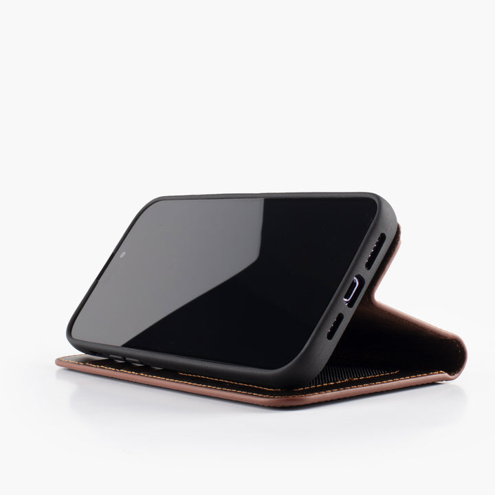 Wachikopa leather Magic Book Case 2 in 1 for iPhone 14 Dark Brown