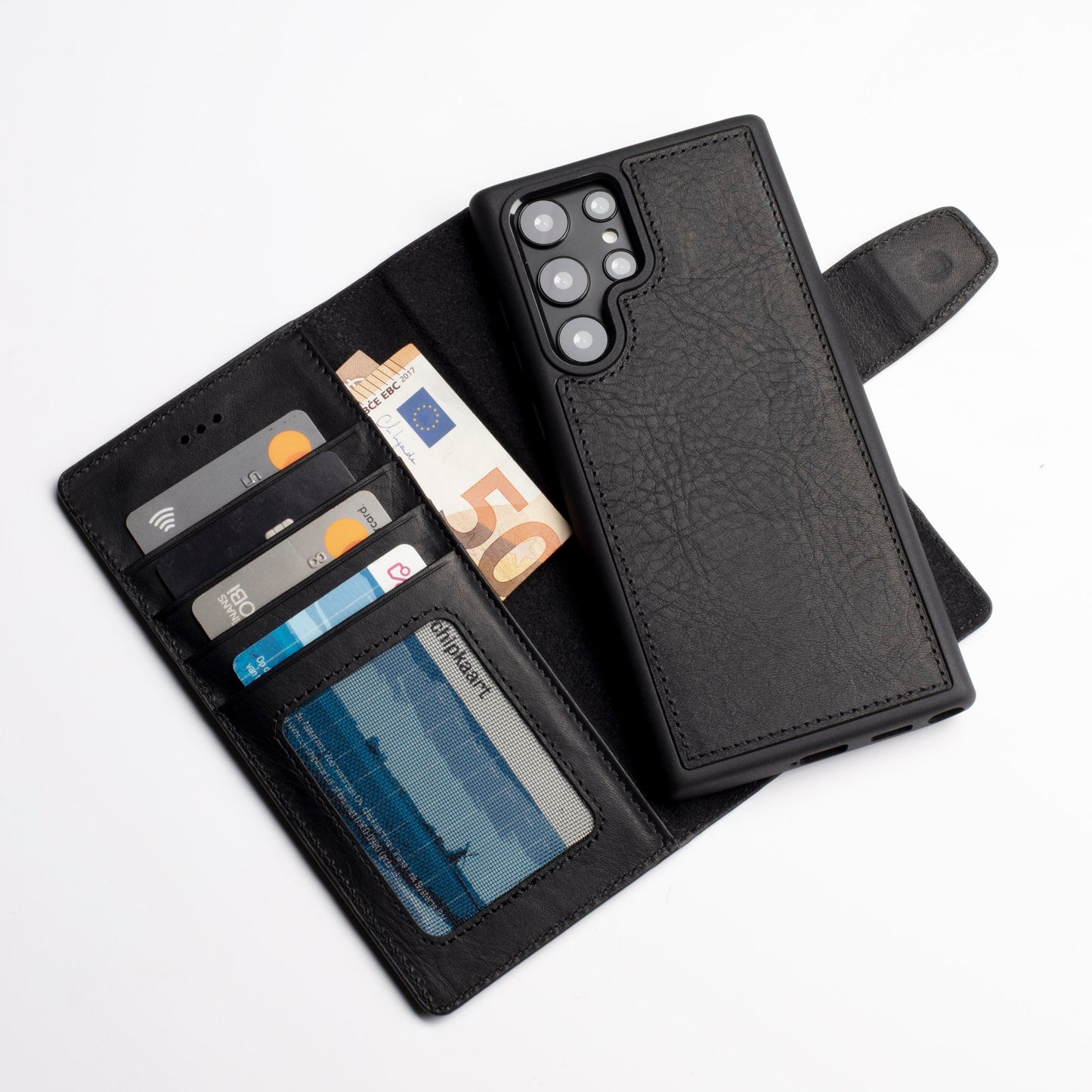 Wachikopa Genuine Leather Magic Book Case 2 in 1 for Samsung S26 Plus Black