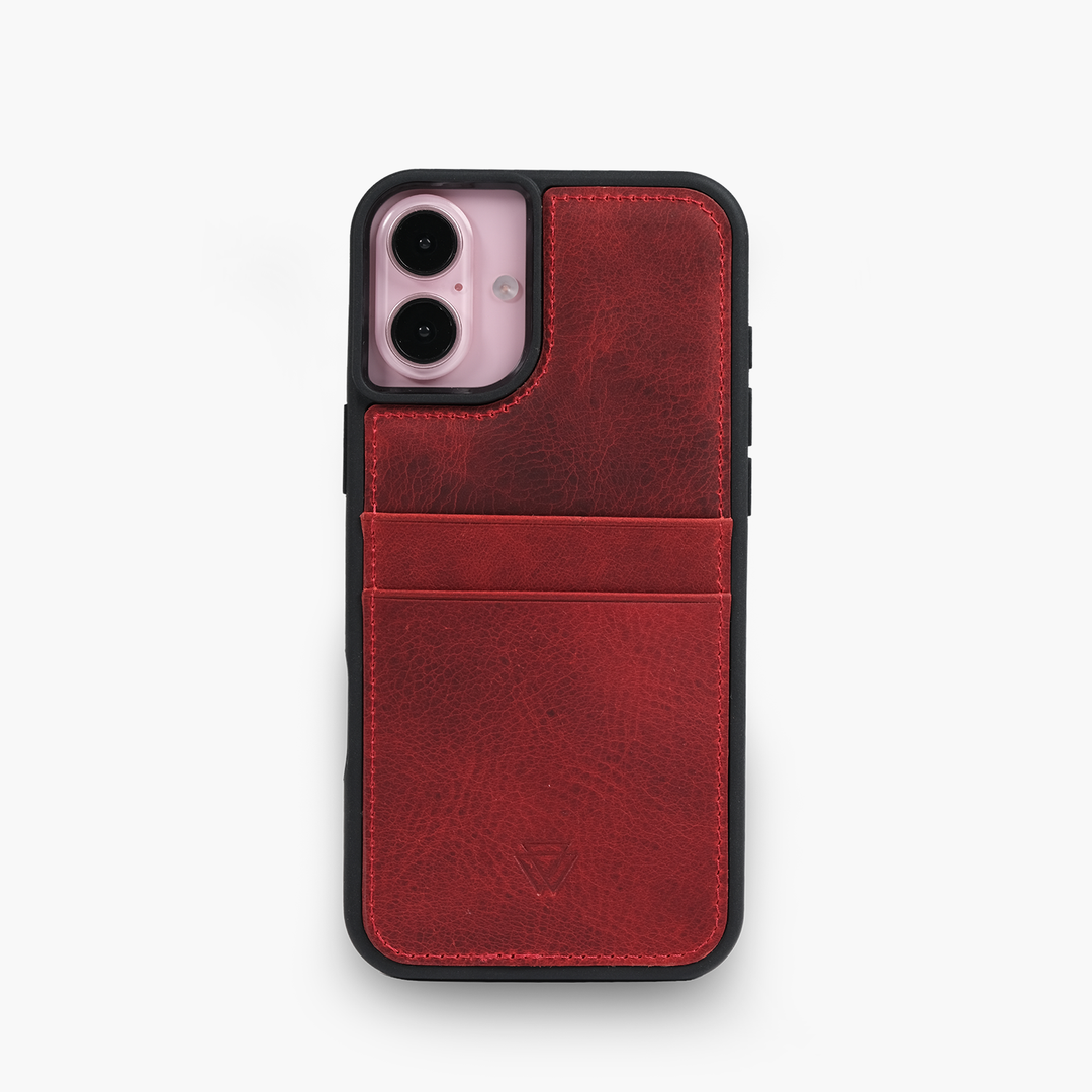 Wachikopa Leather Back Cover C.C. Case for iPhone 17 Red