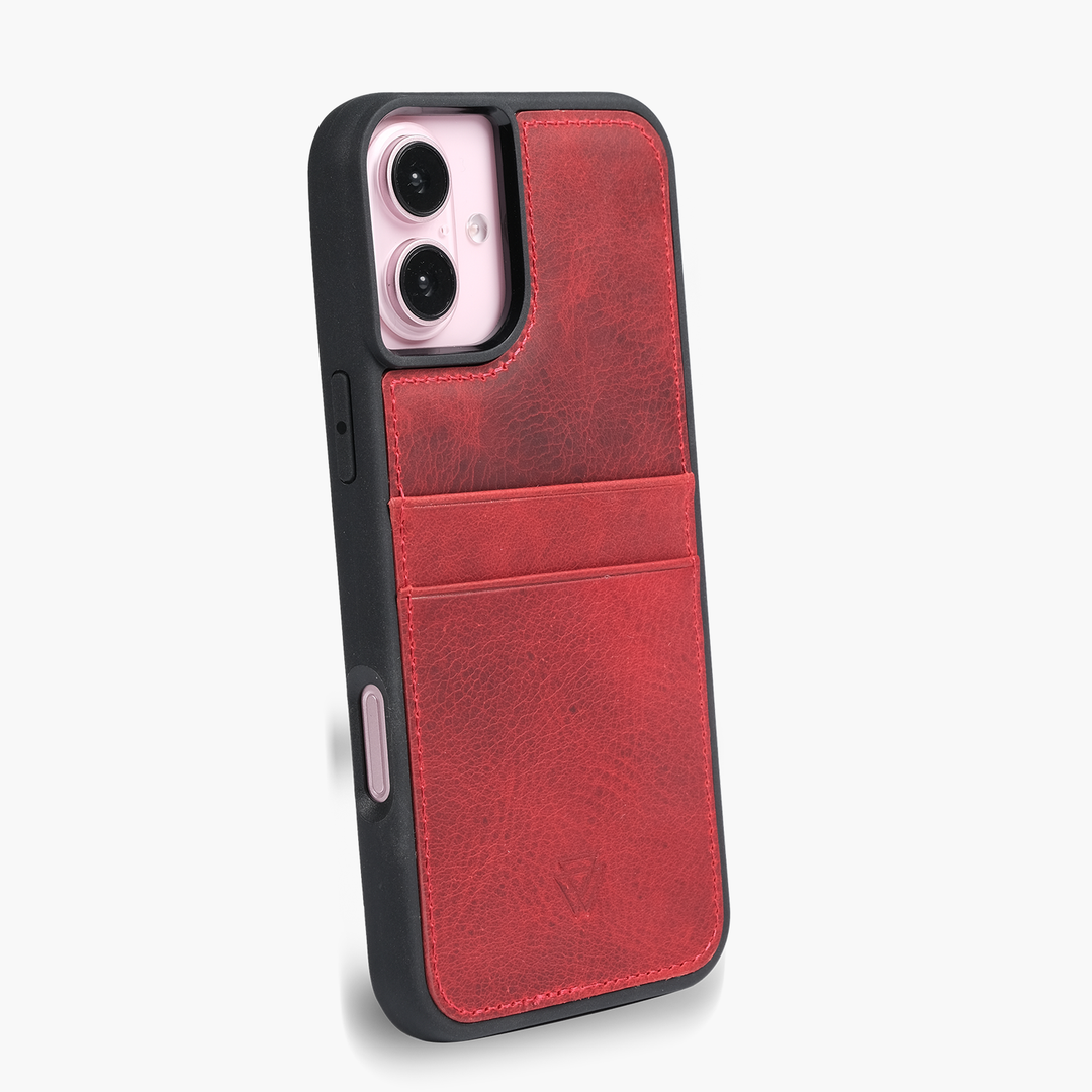 Wachikopa Leather Back Cover C.C. Case for iPhone 17 Red