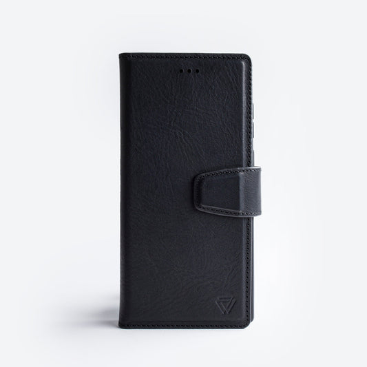 Wachikopa Genuine Leather Classic Bookcase for Samsung S25 Ultra Black