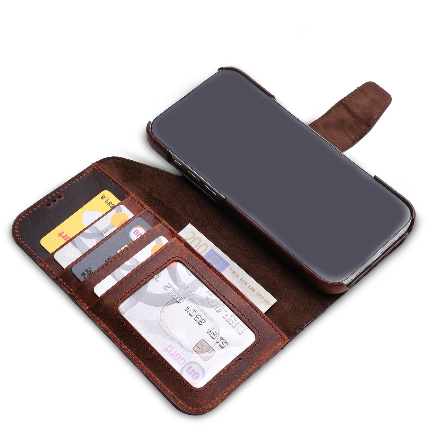 Wachikopa Leather Magic Book Case 2 in 1 for iPhone 17 Pro Max Brick