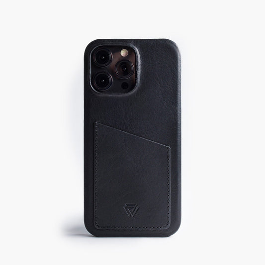 Wachikopa Genuine Leather Full Wrap C. iPhone Case iPhone 15 Pro Black