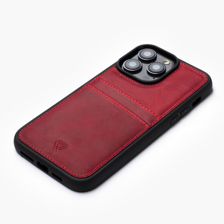 Wachikopa Leather Back Cover C.C. Case for iPhone 16 Pro Max Red