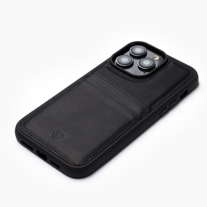 Wachikopa Leather Back Cover C.C. Case for iPhone 16 Black