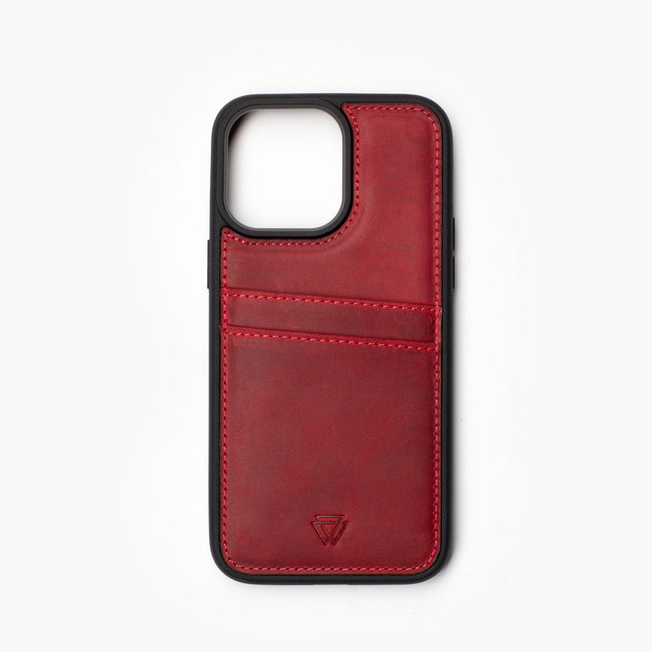 Wachikopa Leather Back Cover C.C. Case for iPhone 16 Pro Max Red