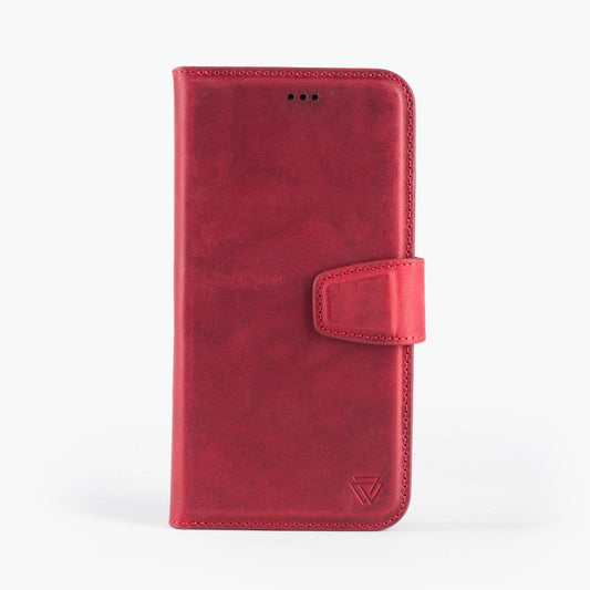 Wachikopa Leather Magic Book Case 2 in 1 for iPhone 16 Pro Red