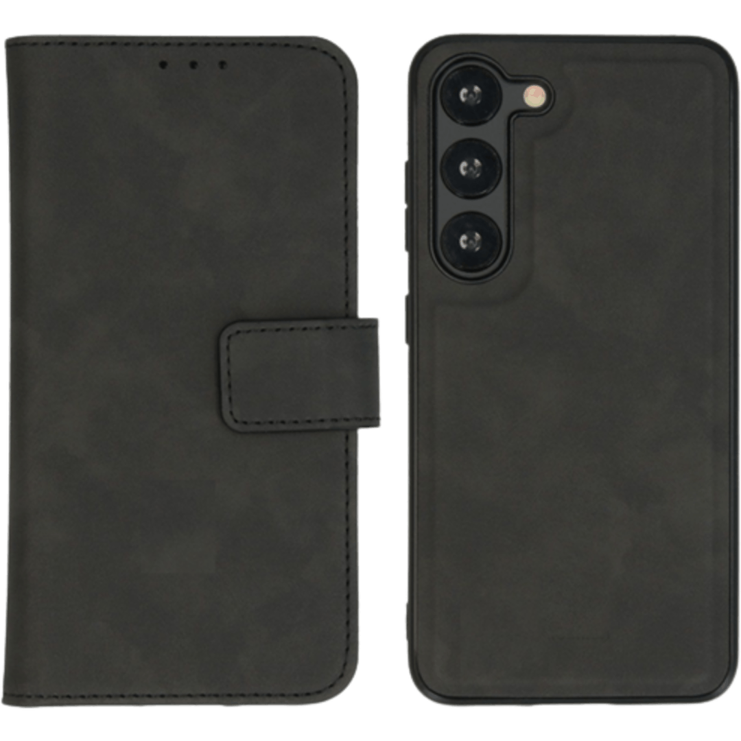 Wachikopa Genuine Leather Classic Bookcase for Samsung S25 Black