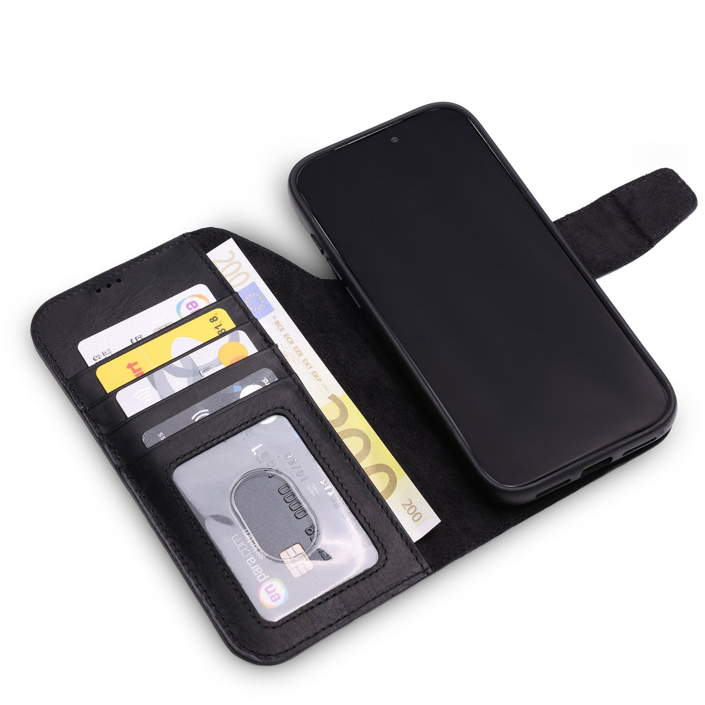 Wachikopa Leather Magic Book Case 2 in 1 for iPhone 17 Pro Black